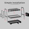 Storage Rack Two-Tier Dish Drying Rack Large Capacity Easy To Install Rust-Resistant Kitchen Countertop Utensil Dish Rack with Drain