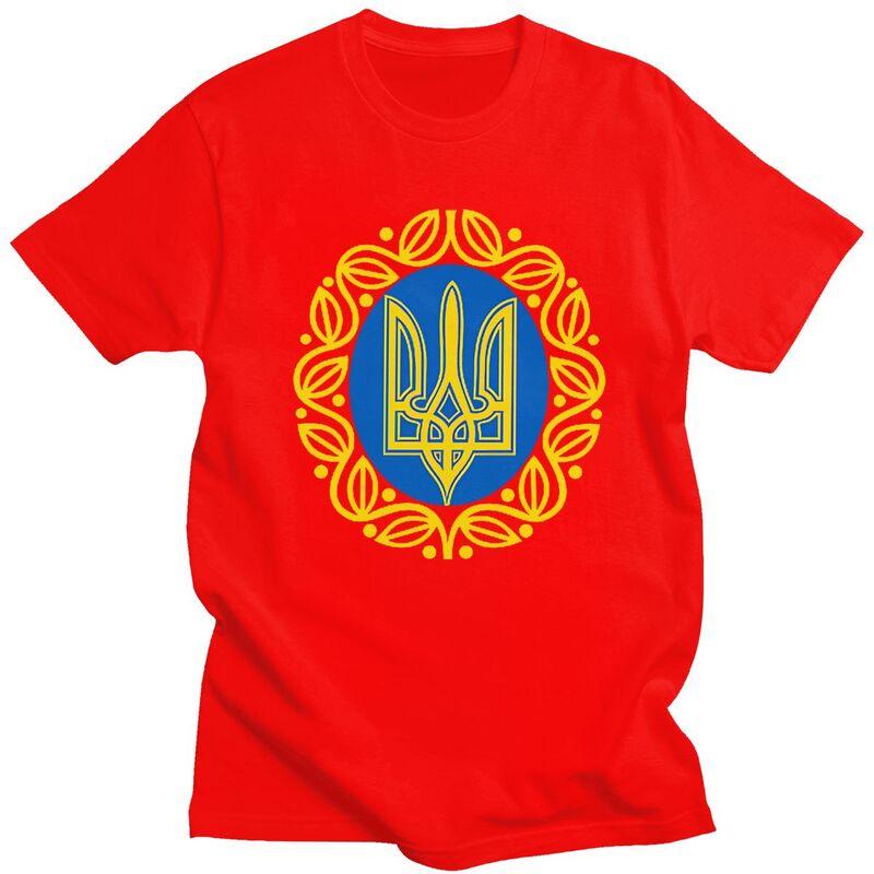Мужская футболка с индивидуальным гербом и флагом Украины, короткий рукав, 100% хлопок, повседневная футболка, украинский трезубец, модная футболка