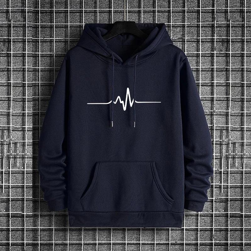 Fashion Mens Hoodies Print Casual Sweatshirts Outdoors Sports Jogging Men Clothing Street Versatile Pullover Long Sleeves Tops