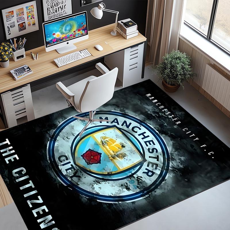 Manchester City FC Pattern Rug, Indoor/Outdoor Mat, for Picnic, Gameroom, Bedroom, Office, Living Room, Home Decor Carpet, Birthday Gift
