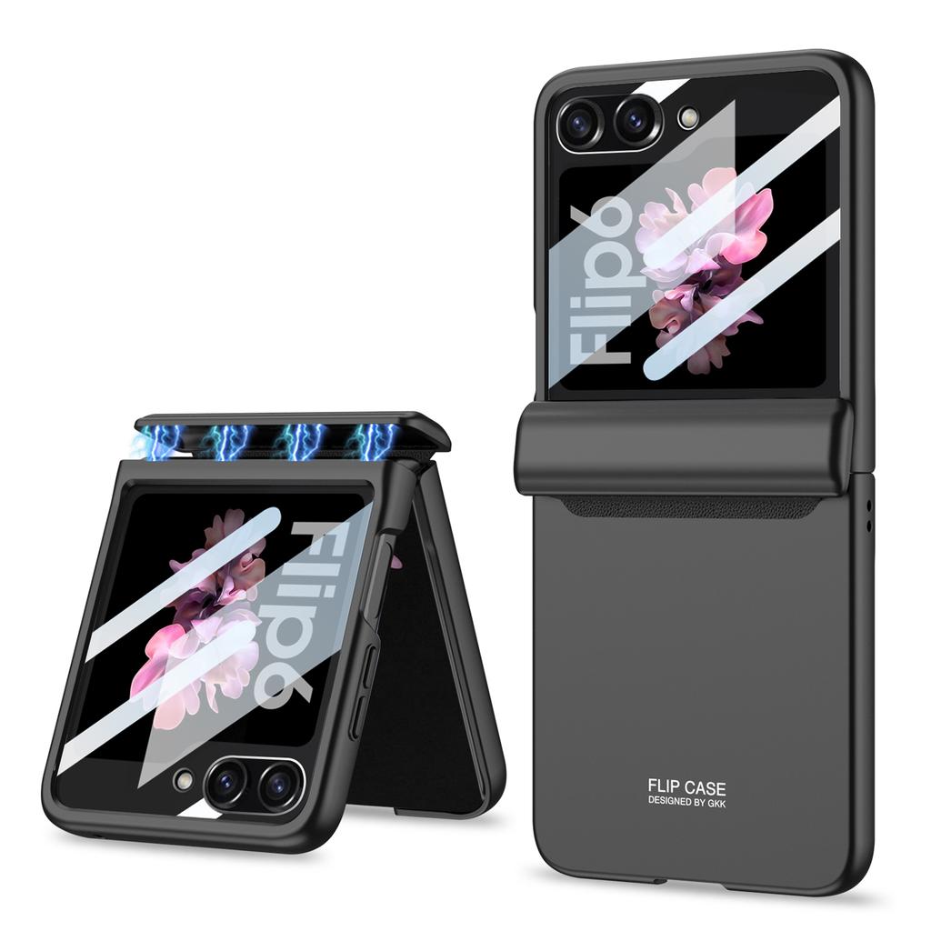 Жесткий чехол для телефона с магнитной защитой на шарнирах для Samsung Galaxy Z Flip 6 5 4, противоударный чехол с небольшой защитной пленкой для экрана