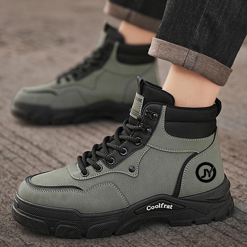 Mens Boots Leather Shoes Platform Boots for Men Outdoor Sneakers Motorcycle Ankle Boots Male Work Boot Casual Hiking Shoes