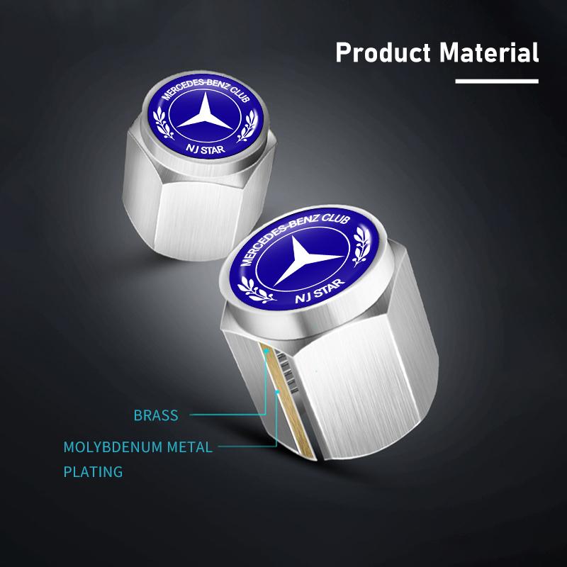 FFYE5 For Mercedes Benz 5pcs Car Wheel Tire Valve Stem Covers Cap Decoration Accessories CLK GLC W212 C200 C300 W203 W204 W205 W169