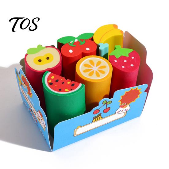 Fruit Eraser for Kids Pencil Erasers, Cute Fruit, Candy, Dessert Shaped Cylindrical Eco-friendly Erasers Eraser, Desktop Stationary Supplies Students
