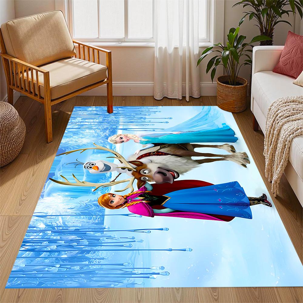 Frozen Adventure Disney Cartoon Theme Anti-Slip Rug - Polyester, Home Decor, Suitable for Bedrooms, Living Rooms, Doorways, and Studios