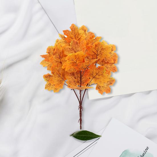 Искусственный красный кленовый лист со стеблем Реалистичный УФ-устойчивый для дома, в помещении и на открытом воздухе