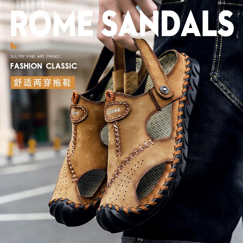 Сандалии летние мужские кожаные классические мужские туфли тапочки мягкие сандалии мужские римские удобные уличные прогулочные туфли