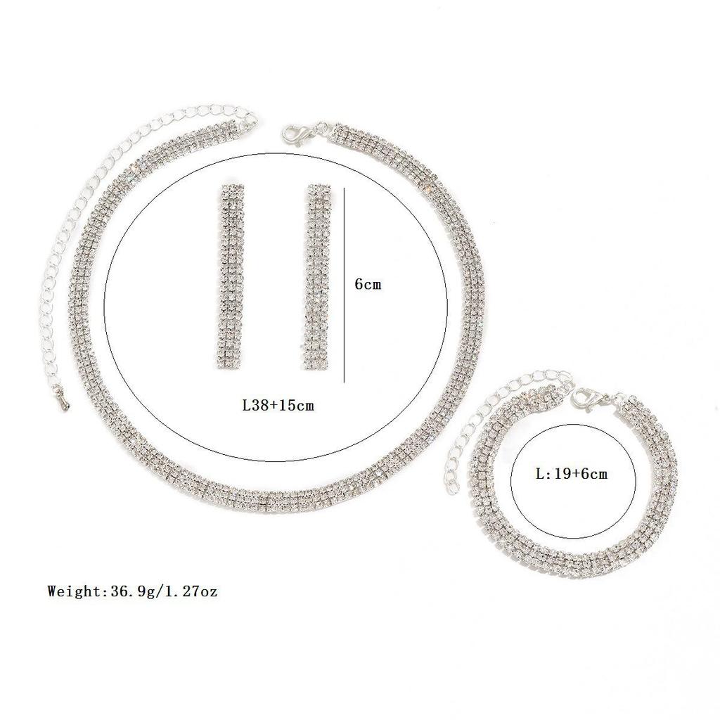 Элегантный комплект свадебных украшений: Универсальное ожерелье, браслет и серьги со стразами