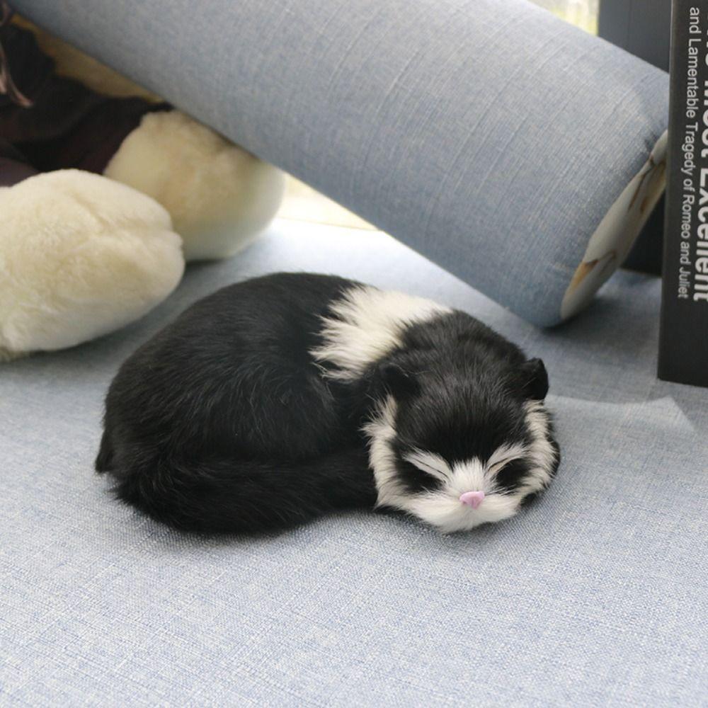 Милая реалистичная игрушка-кошка, имитация животного из меха, мини-кукла-кошка, реалистичные миниатюры, плюшевые спящие кошки, игрушки для детей