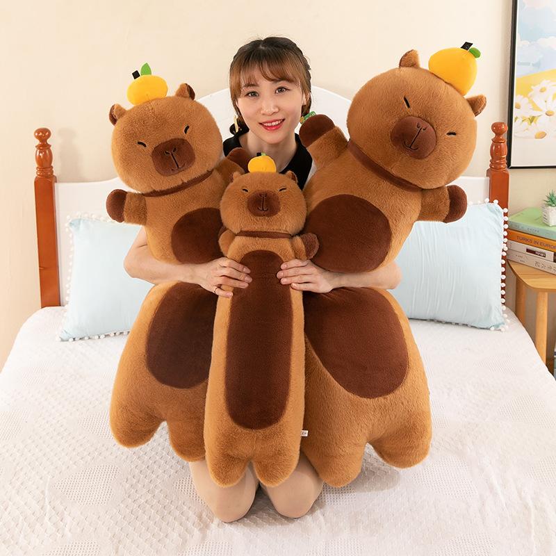 Cartoon Persimmon Capybar Plush Toy Sleeping Party Style Long Pillow Baby Side Sleeping Pillow Home Cushion