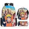 Набор из 3 предметов Школьный рюкзак NARUTO для детей с сумкой для ланча и пеналом, Легкий и прочный, Мультяшные школьные сумки для детей от 6 до 10 лет, Мальчиков и девочек