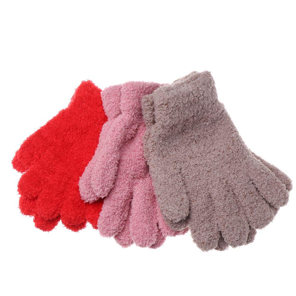 0-11 Years Old Lovely Soft Warm Cartoon Full Fingers Kids Gloves Candy Color Coral Plush Mittens