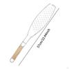 Fish Grilling Basket Practical with Wooden Handle for Camping Shrimp Outdoor Flat