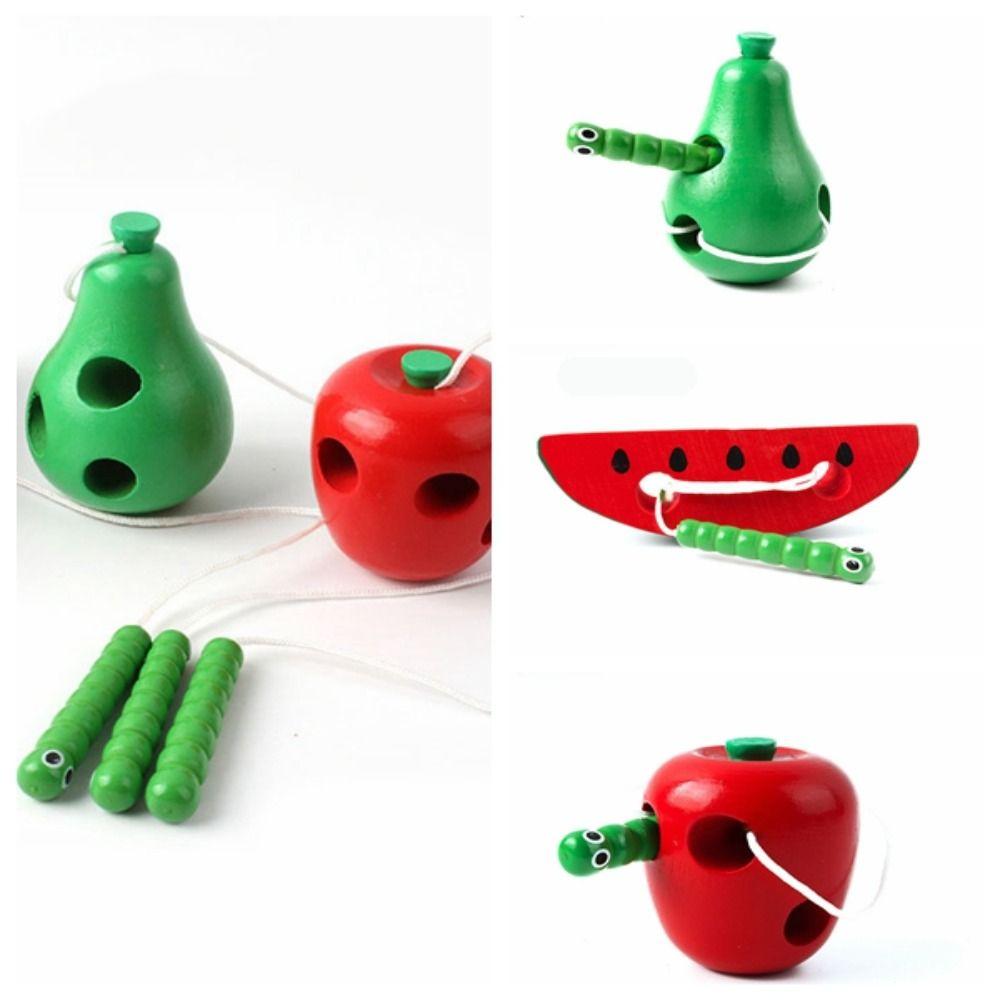 Worm Eat Fruit Worm Eat Fruit Educational Toy Pear Pear Funny Wooden Threading Toys Children Kids