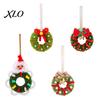 Small Hanging Garland Handmade Pipe Cleaner Christmas Wreath Ornament, Chenille Stems Mini Tree Ornament Crafts with Bow Bells for Holiday Window
