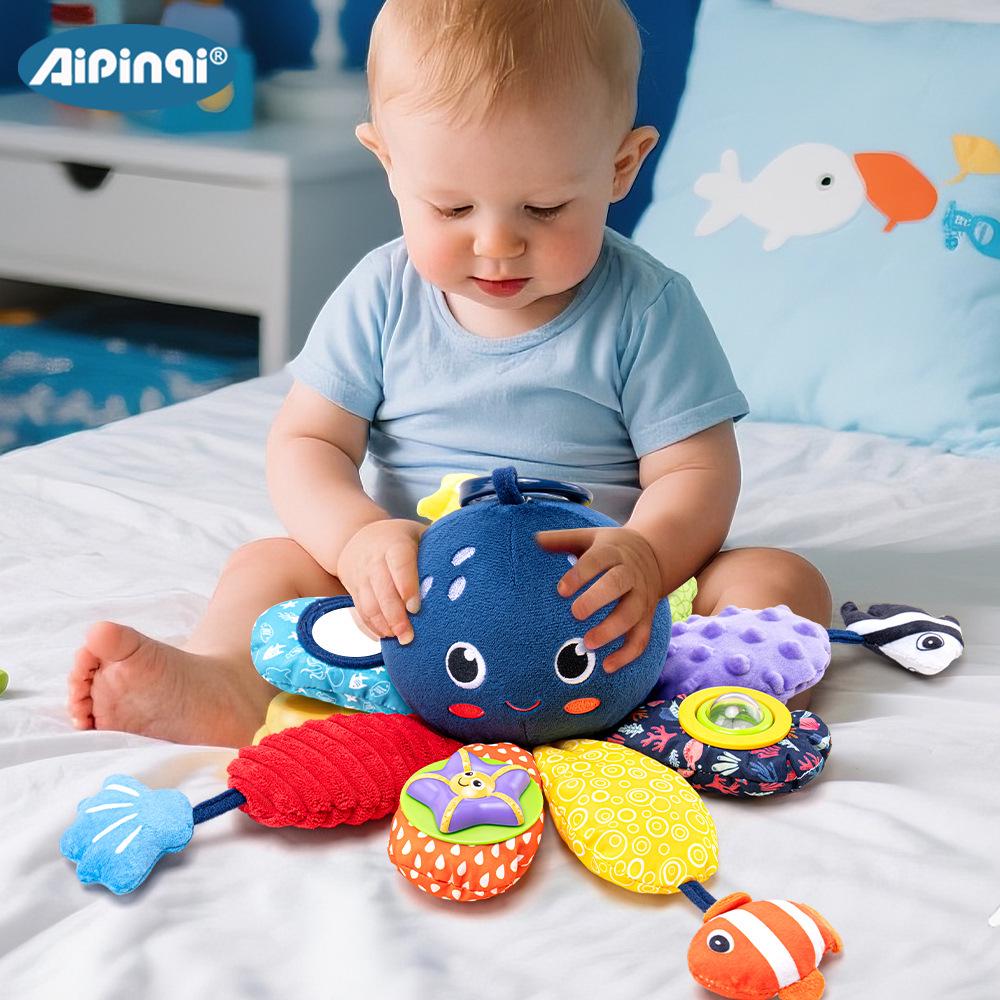 Aipinqi Подвесная плюшевая игрушка-осьминог для малышей - Многофункциональный обучающий подвес