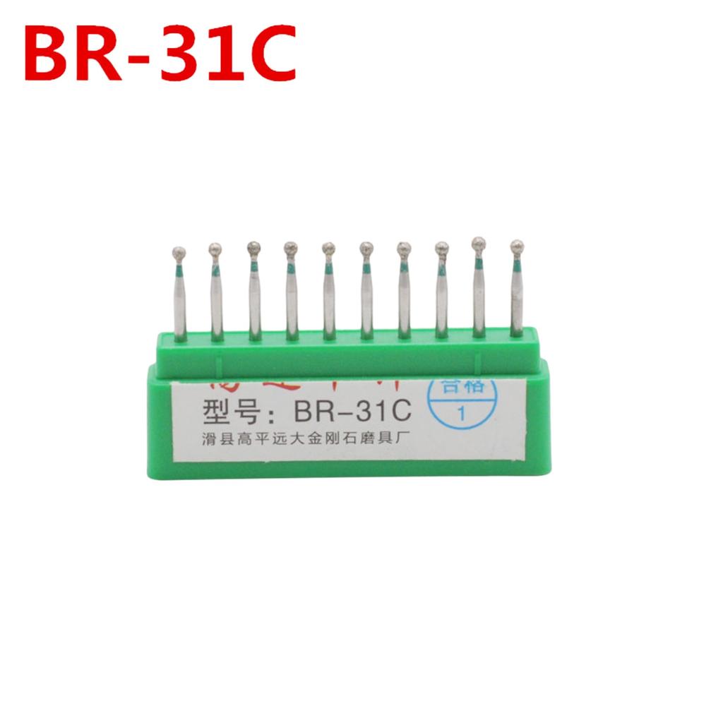 10Pcs/Box 1.6Mm Dental Drill Diamond Fg High Speed Burs Kit, Emery + Stainless Steel, For Polishing & Smoothing, Dentist Tools