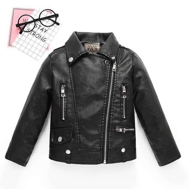 Детская одежда для мальчиков и девочек, весенне-осенняя кожаная куртка с отложным воротником, детская мотоциклетная куртка в корейском стиле