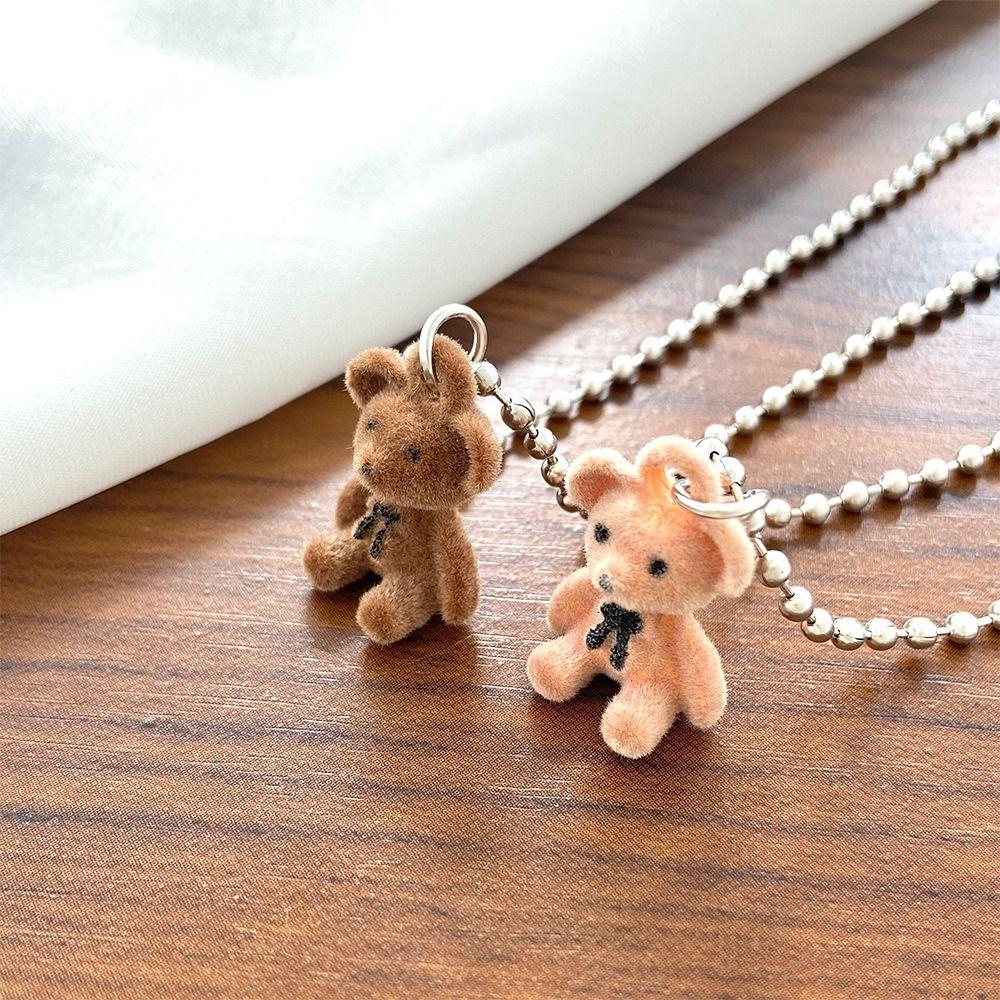 Soft Flocking Bear Necklace Jewelry Plush Bear Chain Choker Bear Sweater Neck Chain  Unisex