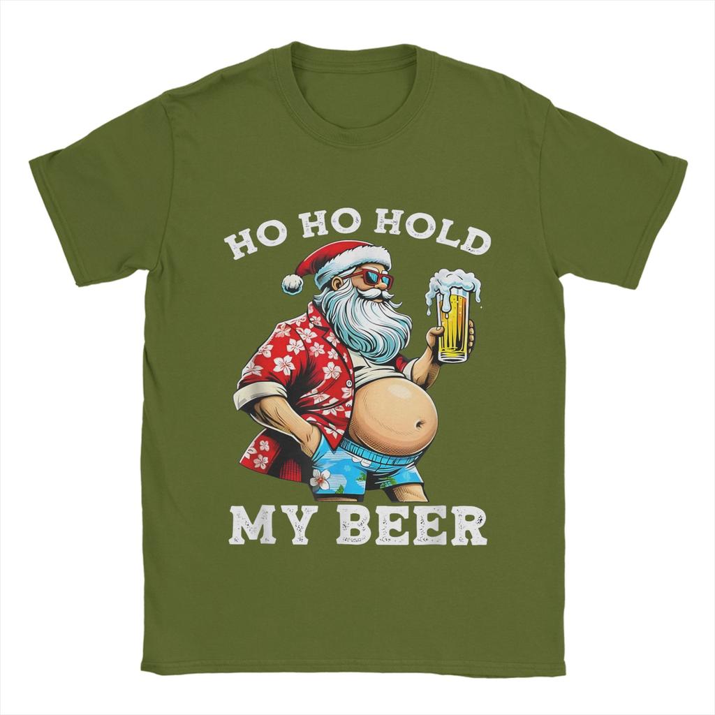 Christmas and beer T Shirts for Men 100% Cotton Novelty T-Shirt Round Collar Tee Shirt Short Sleeve Clothing Graphic