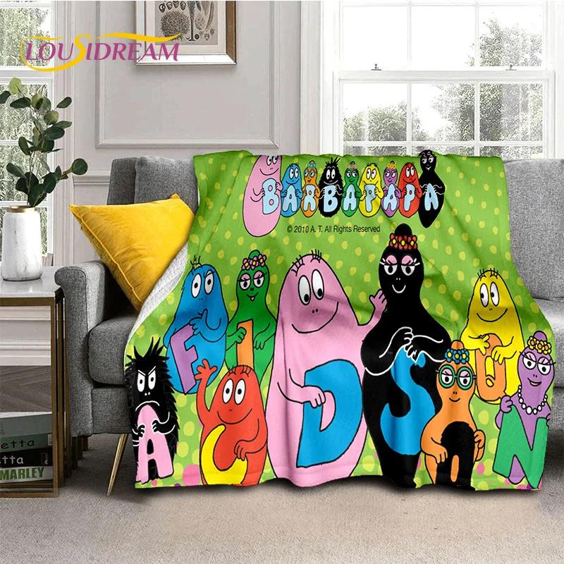 3D Cartoon Les Barbapapa Family Soft Blankets,Keep Warm Throw Blanket Comfortable Blanket for Picnic Beds Sofa Home Bedroom Kids