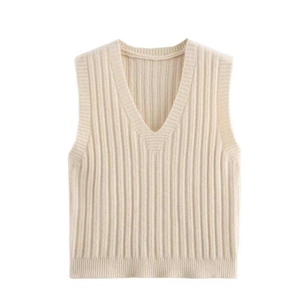 Ladies’ 2025 Spring V-Neck Slim Knit Vest - European & American Style