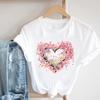 (Asian Size) Clothing Sweet Lovely Flower Trend  Casual Women Tee Top Short Sleeve T Shirt Fashion Print Lady Female Graphic T-shirts
