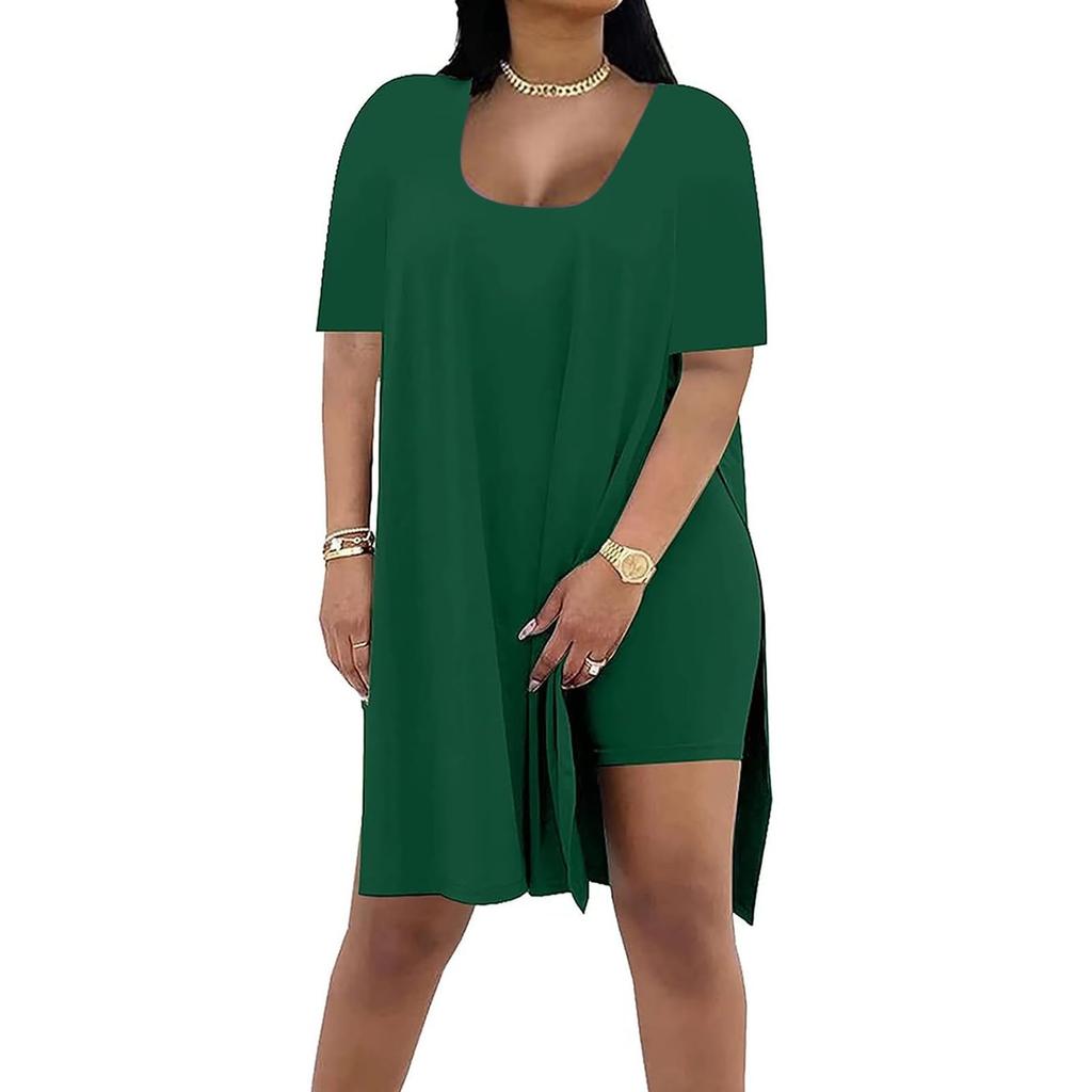 Fashion Ladies Summer Solid Color Loose Short-sleeved Pants Two-piece Suit