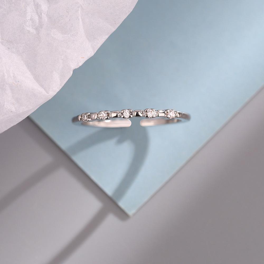 Изысканное золотое разомкнутое кольцо: Японский и корейский стиль, тонкое кольцо с бриллиантами, штабелируемые и элегантные украшения для пальцев