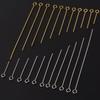 100pcs/Lot Real Gold Plated Stainless Steel  Eye Head Pins For Jewelry Making Supplies Nine Character Needle DIY Connectors Bulk