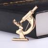 Creative Alloy Microscope Shape Brooch Glossy Surface Women Pin Suit Lapel Shawl Scarf Badge Gift Coat Clothing Accessories