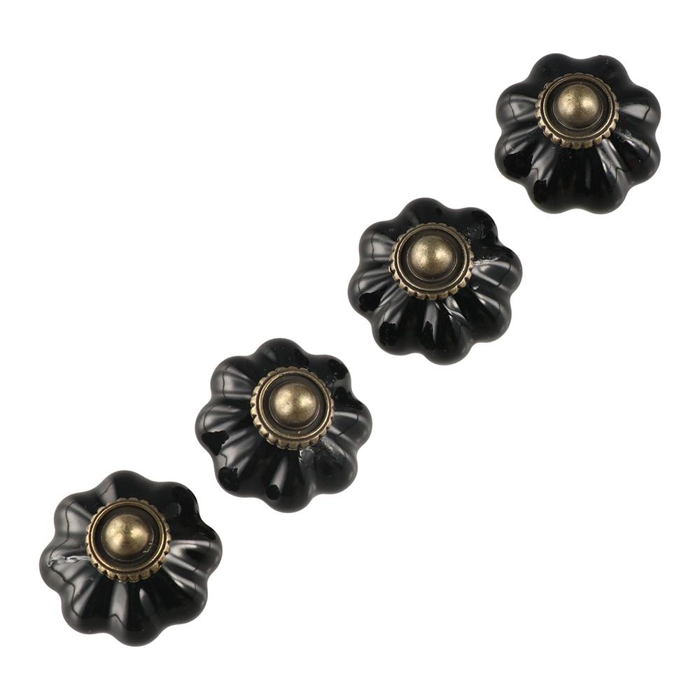 Single Hole Cabinet Knob Round Drawer Knobs Retro Ceramic Pumpkin Handle  Kitchen