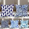 Blue Pattern Stripe Geometric PillowCase Elegant Couple Home LivingRoom Bedroom Decorative Rectangle PillowcaseSofa CushionCover
