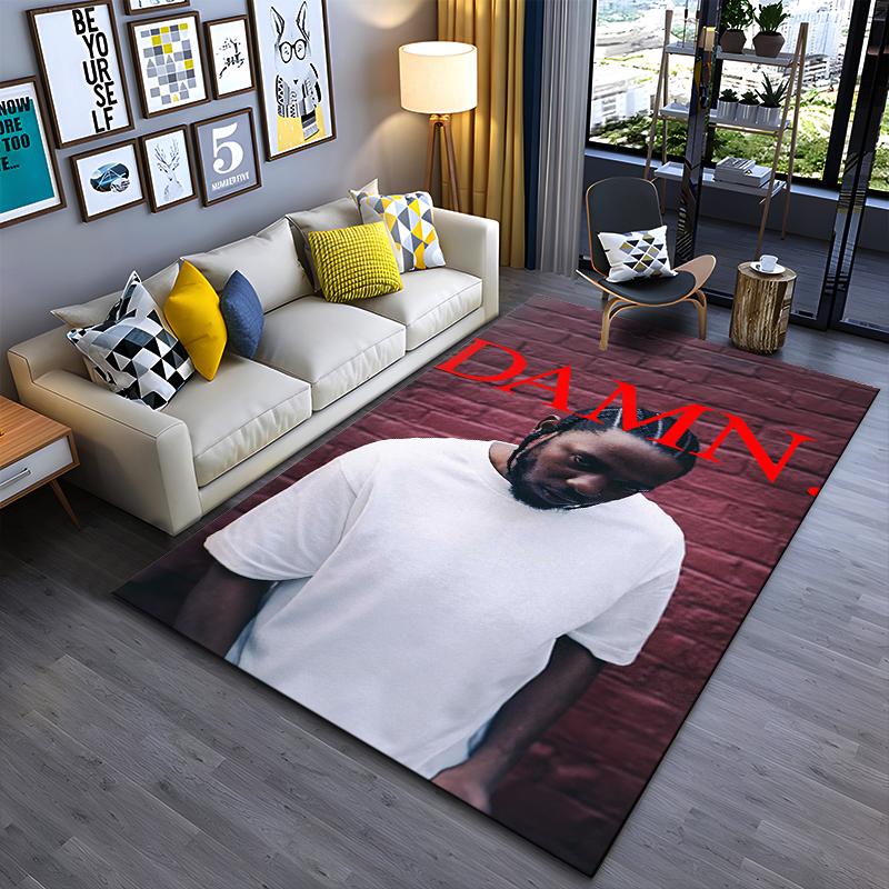 Area Rug, Kendrick Lamar DAMN Red Brick Wall White Shirt Album Cover Print, Man Cave Decor, Non-Slip Mat