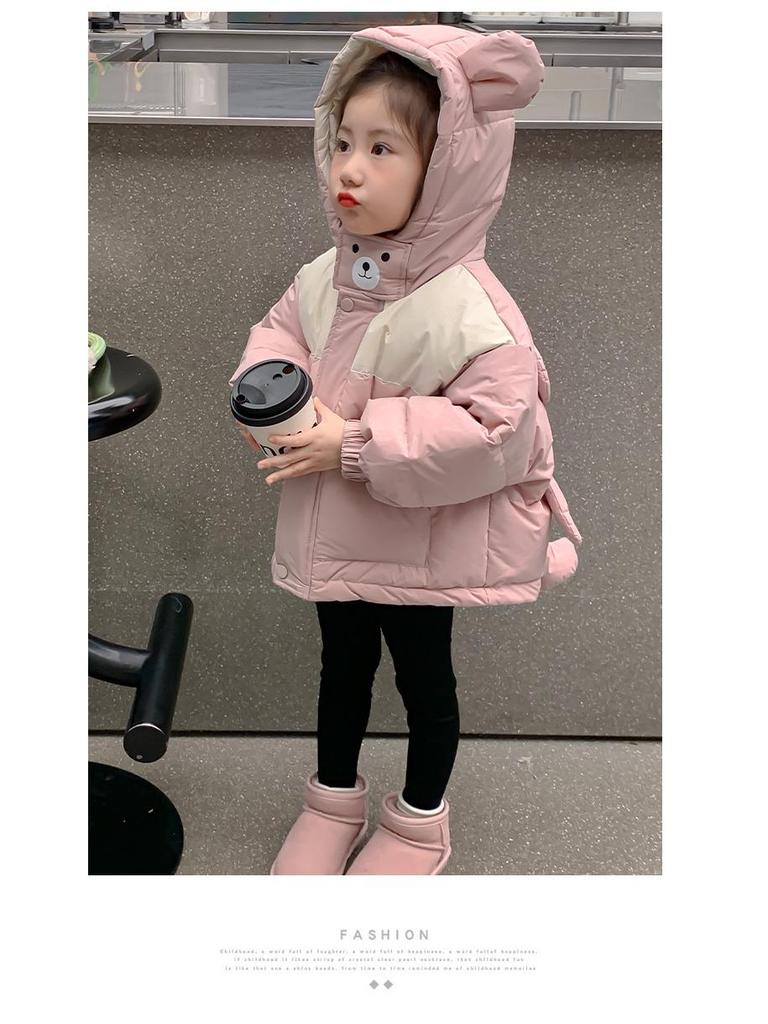 Girls' Quilted Cotton Jacket - New Autumn/Winter 2024 Style, Thickened for Warmth and Stylish Comfort