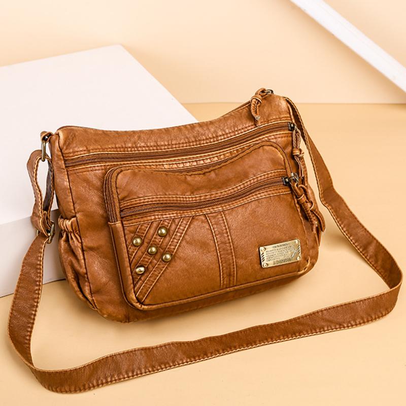 Сумки на плечо для женщин, винтажные сумки через плечо, роскошные женские сумки высокого качества, большая вместительность, коричневая женская мягкая сумка-шоппер