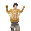 Мужской вязаный свитер оверсайз с потертостями и дырками Streetwear Y2K Летний топ