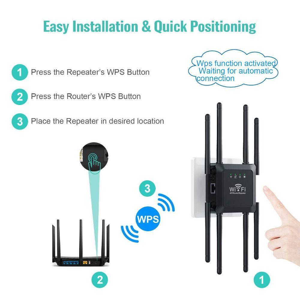 8-Antenna WiFi Extender Signal Amplification Signal Router Portable Wireless Repeater  Home