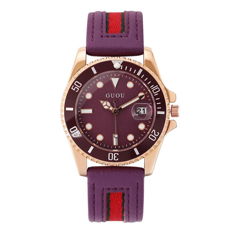 Watch Women's Belt Ribbon Fashion Trend Large Dial Women's Watch Casual Student Waterproof Calendar