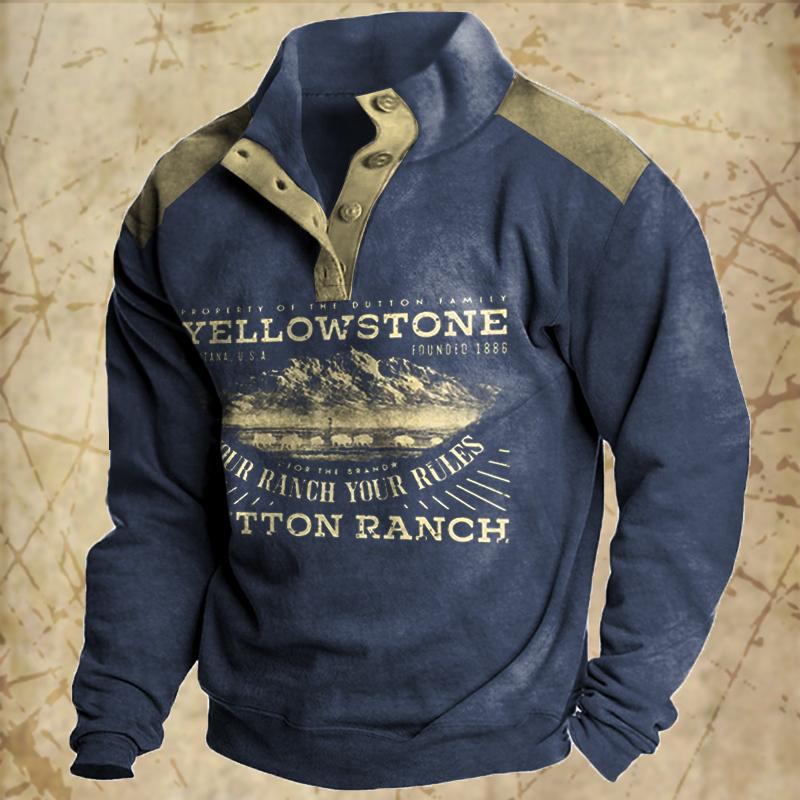 Vintage Men's Hoodies Autumn Long Sleeved Street Button Pullover Oversized Clothing for Men Sweatshirt Fashion Casual Hoodie