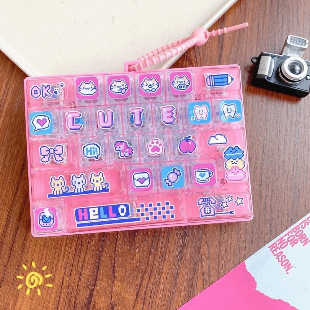 Creative Fidget Gadget Cartoon Pattern Sensory Charm Cute Style 26-Keycap Keychain Backpack Decor
