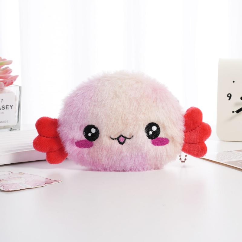 Cute Plush Salamander Coin Purse, Cartoon Axolotl Wallet, Portable Mini Earphone Pouch, Stylish Bag Charm