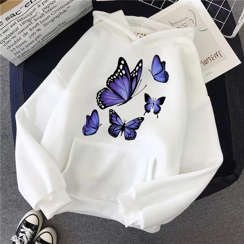 Funny 90s Graphic Butterfly Pattern Printed Hoodies Women's Men's Vintage Y2k Sweatshirts Hooded Clothes