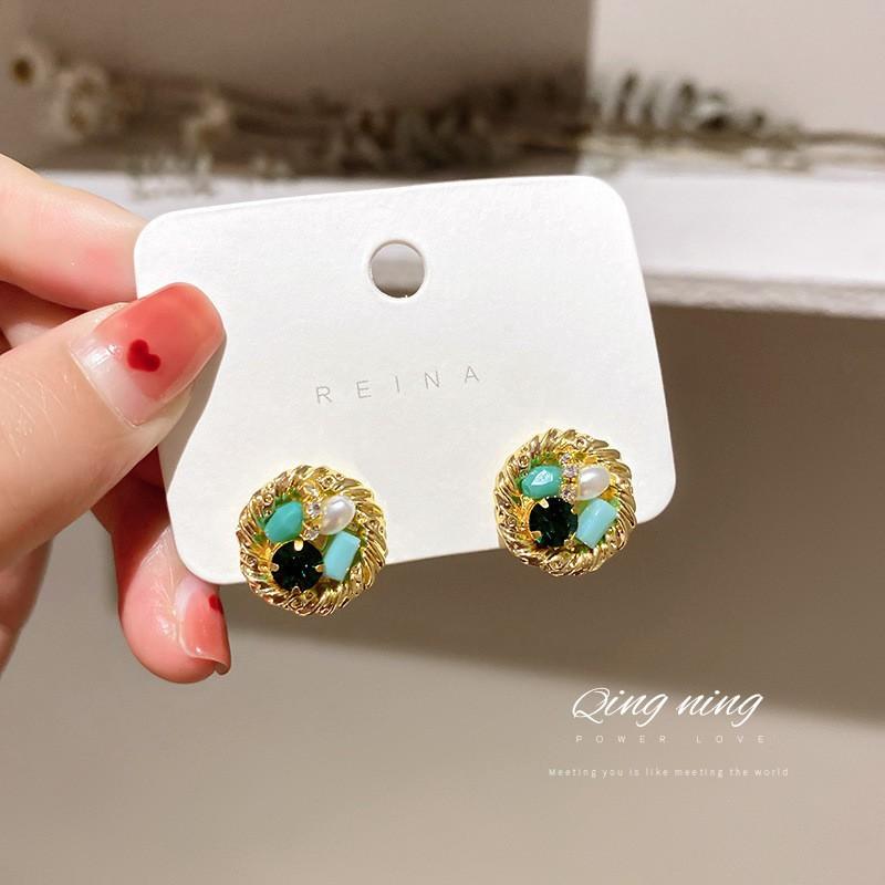 Женские серьги GemChic, модные серьги-гвоздики с иглами, градиентные серьги с имитацией драгоценных камней, высококачественные серьги, изысканные ювелирные изделия на день рождения, Рождество, подарок