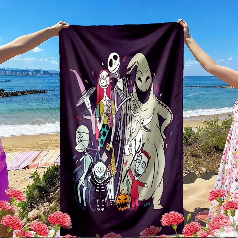 The Nightmare Before Christmas Print Beach Towel, Versatile Lightweight Absorbent Beach Towel for Pool Surf Yoga Bathroom, Perfect Birthday Holiday Gi