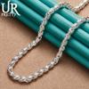 925 Sterling Silver Beaded Necklace 20 /24 Inch Chain For Woman Men Wedding Engagement Party Jewelry