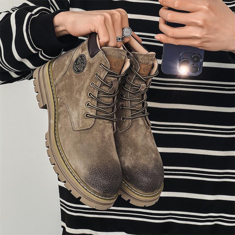 Ботинки мартин мужские 2025 новые ревень осень и зима британский ветер рабочие вельветовые хлопковые ботинки пара 2345-J