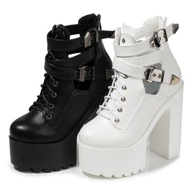 2025 Ночной клуб Толстый каблук 15 см Осень Зима Женская обувь Супер высокий каблук Высокие ботильоны ZYW-659-16