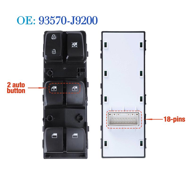 93570-J9200 93570J9200 For Hyundai Kona ,LHD Driver Side Electric Power Master Window Switch Glass Lifter Control Button
