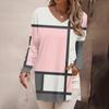 Women's Fashion Long Sleeve Shirts Print Loose Fitted V-Neck Basic Tops Casual Outfits